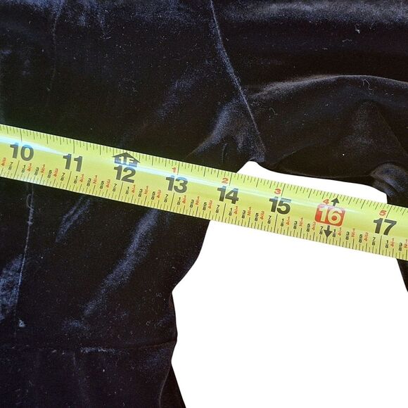 NWT Chic Square Neck Plain Black Velvet Midi Dress A-Line Japanese Brand Lined - Picture 10 of 16